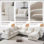 Canapé sectionnel modulaire en U surdimensionné à 7 places avec pouf de rangement