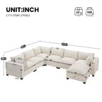 Canapé sectionnel modulaire en U surdimensionné à 7 places avec pouf de rangement