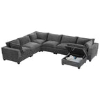 Canapé sectionnel modulaire en U surdimensionné à 7 places avec pouf de rangement
