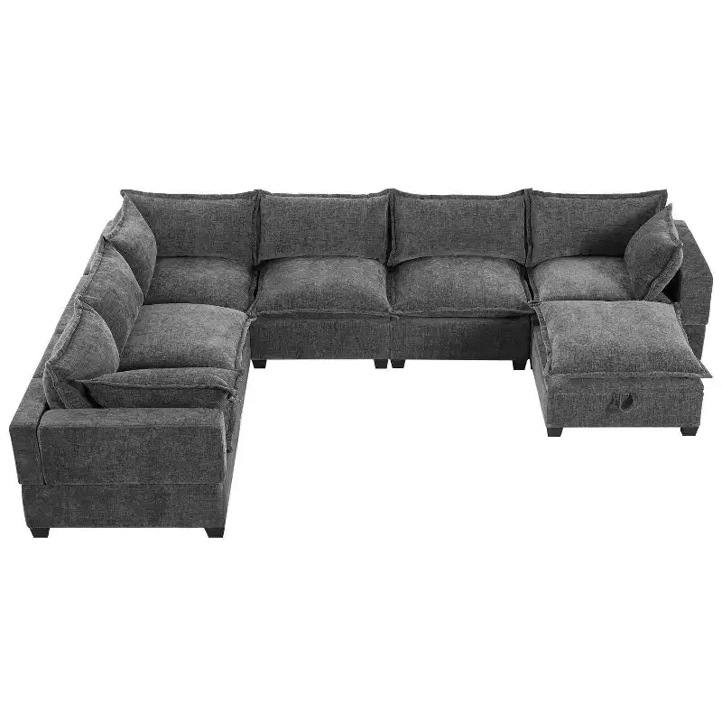 Canapé sectionnel modulaire en U surdimensionné à 7 places avec pouf de rangement