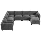 Canapé sectionnel modulaire en U surdimensionné à 7 places avec pouf de rangement