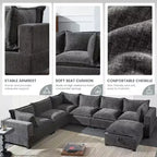 Canapé sectionnel modulaire en U surdimensionné à 7 places avec pouf de rangement