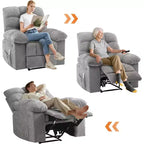 Fauteuil inclinable, large fauteuil à bascule, fauteuil d'appoint avec massage et chaleur, fauteuil inclinable ergonomique en tissu respirant surdimensionné avec chaleur