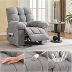 Fauteuil inclinable, large fauteuil à bascule, fauteuil d'appoint avec massage et chaleur, fauteuil inclinable ergonomique en tissu respirant surdimensionné avec chaleur