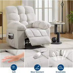 Fauteuil inclinable, large fauteuil à bascule, fauteuil d'appoint avec massage et chaleur, fauteuil inclinable ergonomique en tissu respirant surdimensionné avec chaleur
