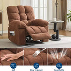 Fauteuil inclinable, large fauteuil à bascule, fauteuil d'appoint avec massage et chaleur, fauteuil inclinable ergonomique en tissu respirant surdimensionné avec chaleur