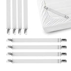 Attaches de draps de lit 4 pièces - Sangles de maintien de matelas, bandes élastiques d'angle avec pinces, conviennent aux draps jumeaux/queen/king