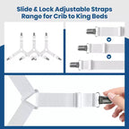 Attaches de draps de lit 4 pièces - Sangles de maintien de matelas, bandes élastiques d'angle avec pinces, conviennent aux draps jumeaux/queen/king