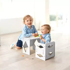 Table et chaise de sevrage Montessori, table et chaise en bois pour tout-petits de 1 à 5 ans, chaise et table d'activités pour enfants à hauteur réglable, blanc