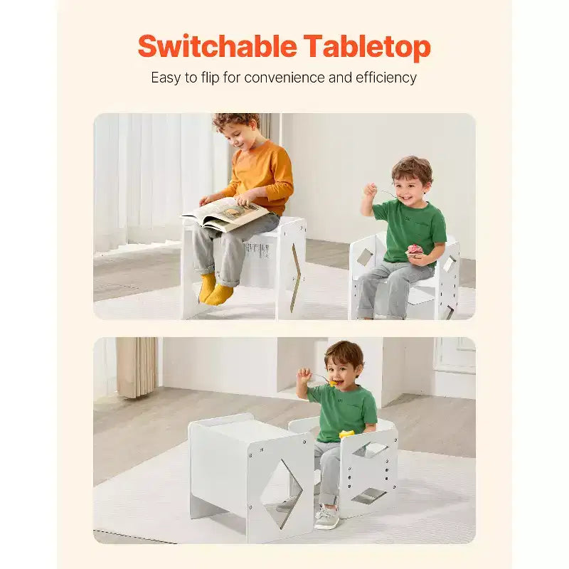 Table et chaise de sevrage Montessori, table et chaise en bois pour tout-petits de 1 à 5 ans, chaise et table d'activités pour enfants à hauteur réglable, blanc