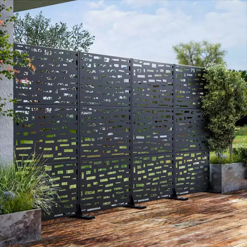 Paravent de jardin rectangulaire de 183 cm avec cadre galvanisé pour terrasse extérieure, noir