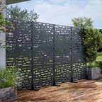 Paravent de jardin rectangulaire de 183 cm avec cadre galvanisé pour terrasse extérieure, noir