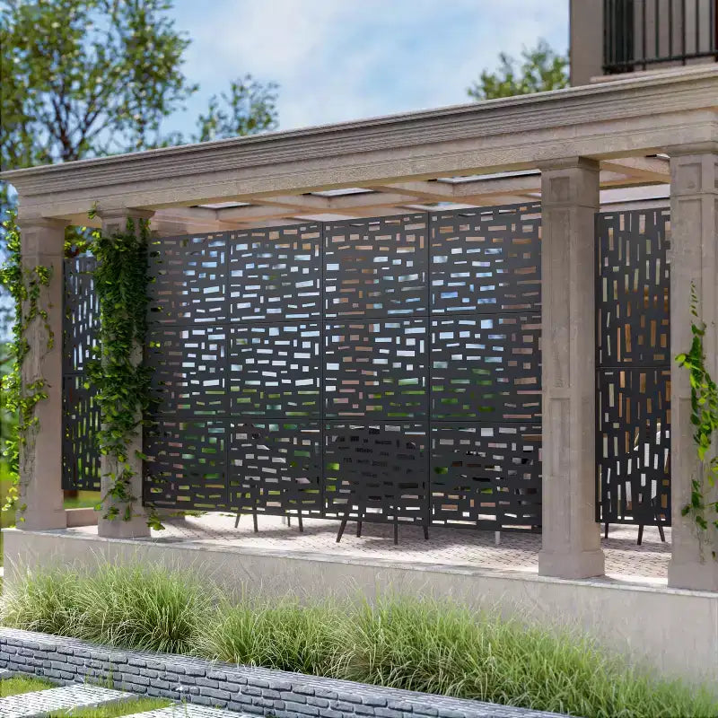 Paravent de jardin rectangulaire de 183 cm avec cadre galvanisé pour terrasse extérieure, noir