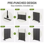 Paravent de jardin rectangulaire de 183 cm avec cadre galvanisé pour terrasse extérieure, noir