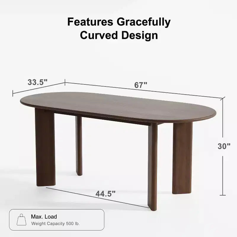 Table de salle à manger ovale en bois de 67 po pour 4 à 6 personnes, style moderne rustique