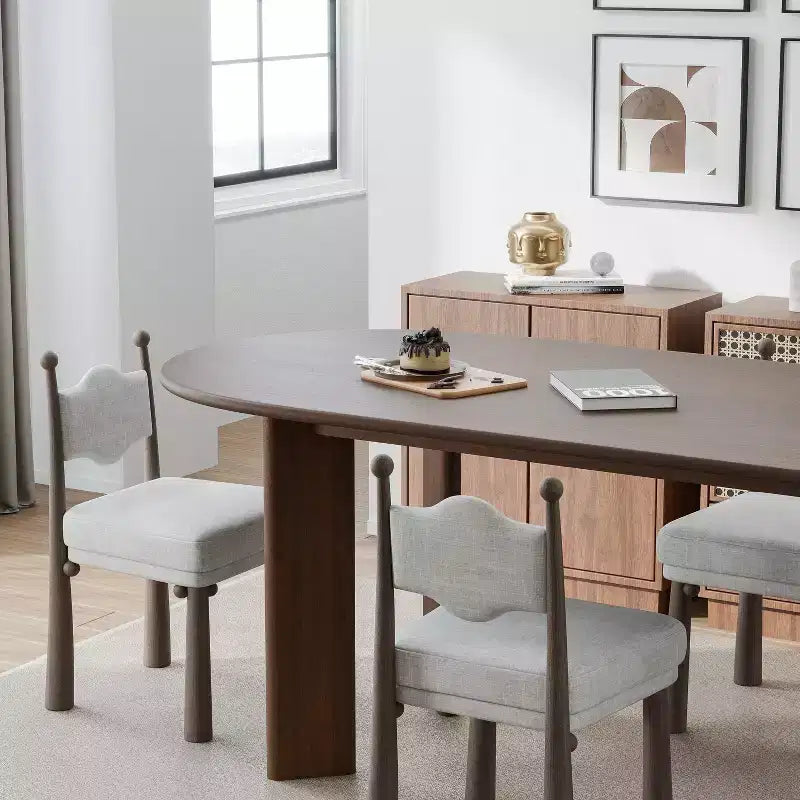 Table de salle à manger ovale en bois de 67 po pour 4 à 6 personnes, style moderne rustique