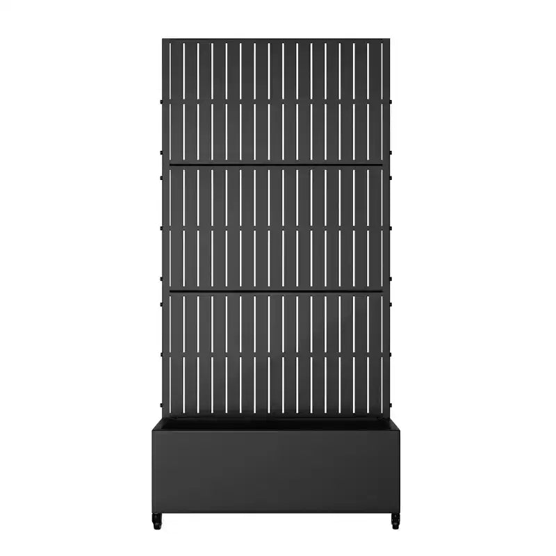 Jardinière avec treillis en fer noir style clôture verticale 183x89x41 cm