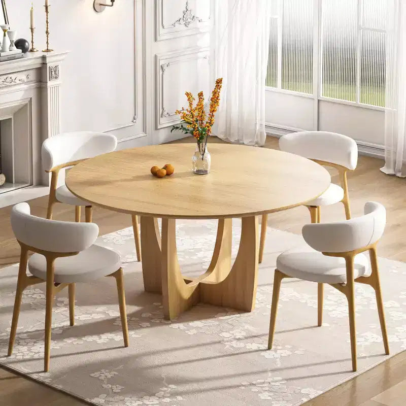 MAYEERTY 42 Wood Round Dining Table for 4, Farmhouse Modern Kitchen & Dining Room Table