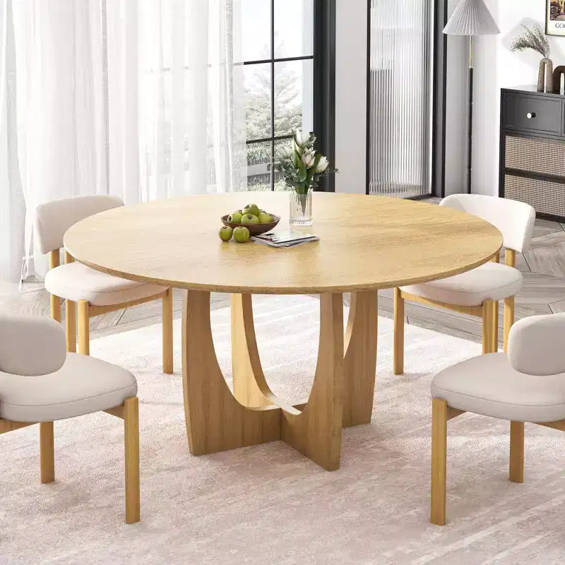 Table de salle à manger ronde en bois de 42 pouces pour 4, table de cuisine et de salle à manger moderne de style campagnard