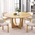 Table de salle à manger ronde en bois de 42 pouces pour 4, table de cuisine et de salle à manger moderne de style campagnard