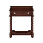 Table de Chevet Vintage Table d'Extrémité Rétro Table d'Appoint de Canapé Table d'Appoint de Lit avec Tiroir, Étagère Ouverte et Pieds Tournés