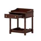 Table de Chevet Vintage Table d'Extrémité Rétro Table d'Appoint de Canapé Table d'Appoint de Lit avec Tiroir, Étagère Ouverte et Pieds Tournés