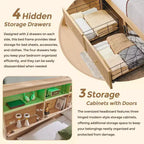 Cadre de lit King Size avec tête de lit, Cadre de lit plateforme moderne en bois avec lumières et station de charge et tiroirs, Aucun sommier tapissier requis
