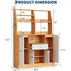Petit meuble de bar à café de style ferme avec 4 portes et étagères réglables, buffet de cuisine en bois, vaisselier de garde-manger en café + blanc