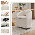 Fauteuil d'appoint pivotant moderne en chenille avec dossier arrondi et base pivotante à 360°, pour salon ou chambre à coucher, beige