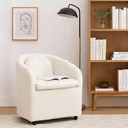 Fauteuil d'appoint pivotant moderne en chenille avec dossier arrondi et base pivotante à 360°, pour salon ou chambre à coucher, beige