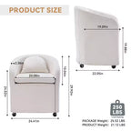 Fauteuil d'appoint pivotant moderne en chenille avec dossier arrondi et base pivotante à 360°, pour salon ou chambre à coucher, beige