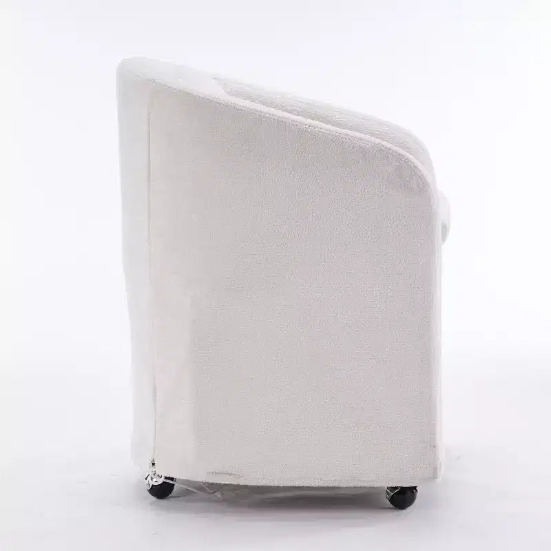 Fauteuil d'appoint pivotant moderne en chenille avec dossier arrondi et base pivotante à 360°, pour salon ou chambre à coucher, beige