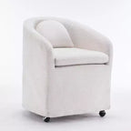 Fauteuil d'appoint pivotant moderne en chenille avec dossier arrondi et base pivotante à 360°, pour salon ou chambre à coucher, beige