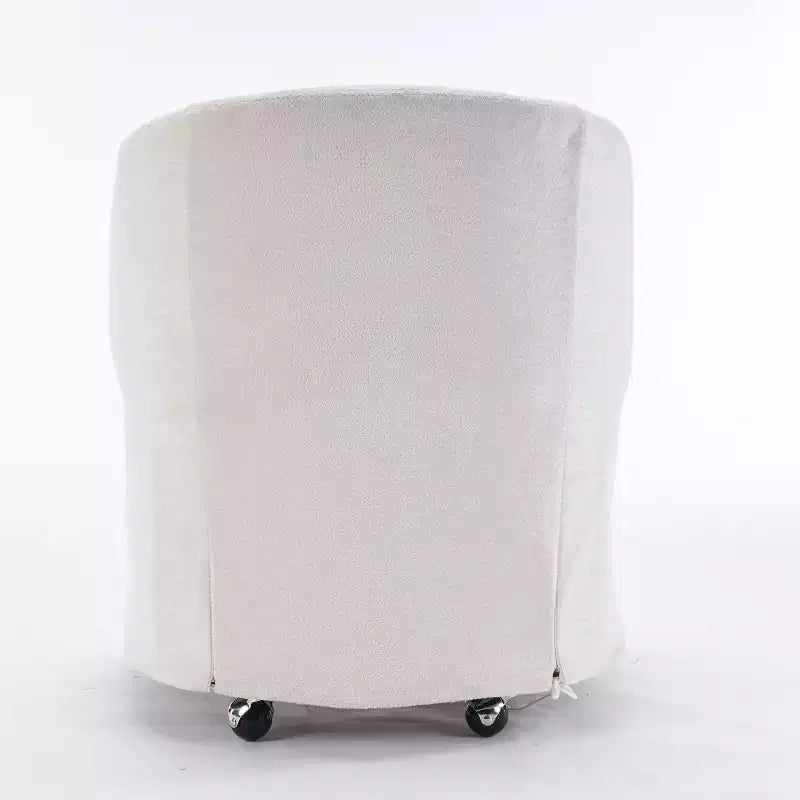 Fauteuil d'appoint pivotant moderne en chenille avec dossier arrondi et base pivotante à 360°, pour salon ou chambre à coucher, beige