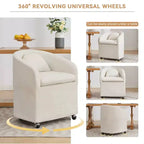 Fauteuil d'appoint pivotant moderne en chenille avec dossier arrondi et base pivotante à 360°, pour salon ou chambre à coucher, beige