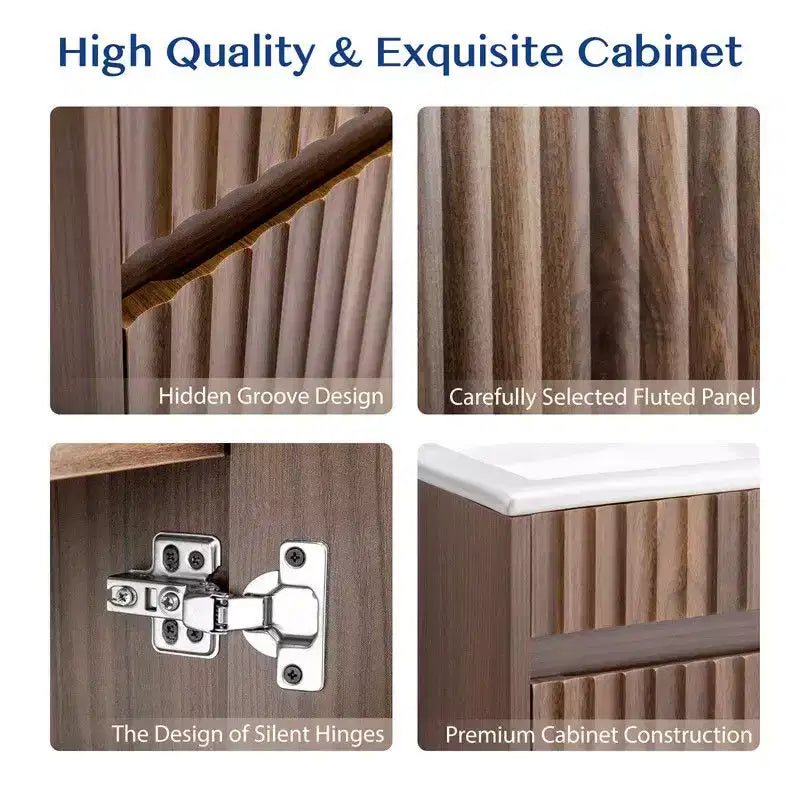 Meuble bas de 45 cm Noyer Mural Sans Vasque