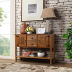 Console buffet de 48 pouces avec 2 tiroirs, placards et étagère inférieure, en bois, meuble buffet pour cuisine et salle à manger