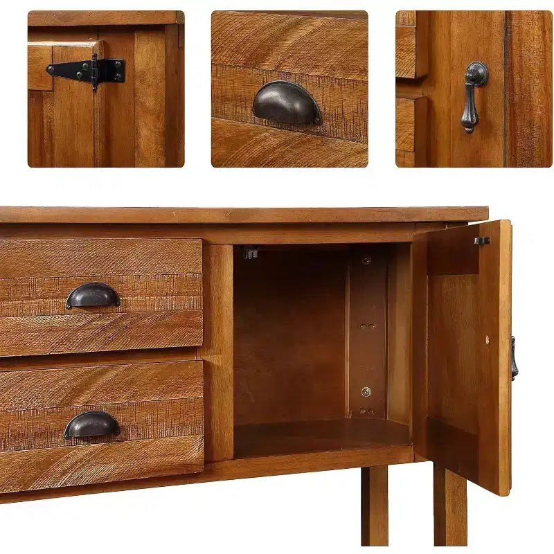Console buffet de 48 pouces avec 2 tiroirs, placards et étagère inférieure, en bois, meuble buffet pour cuisine et salle à manger