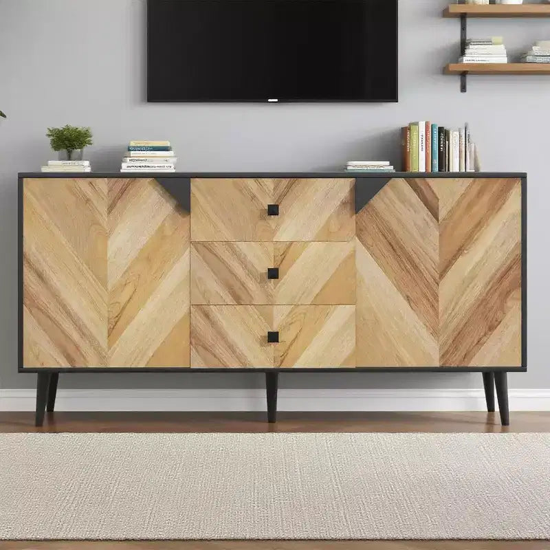 55.1 Buffet de rangement contemporain avec tiroirs et portes, meuble d'appoint pour salle à manger, entrée