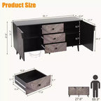 55.1 Buffet de rangement contemporain avec tiroirs et portes, meuble d'appoint pour salle à manger, entrée