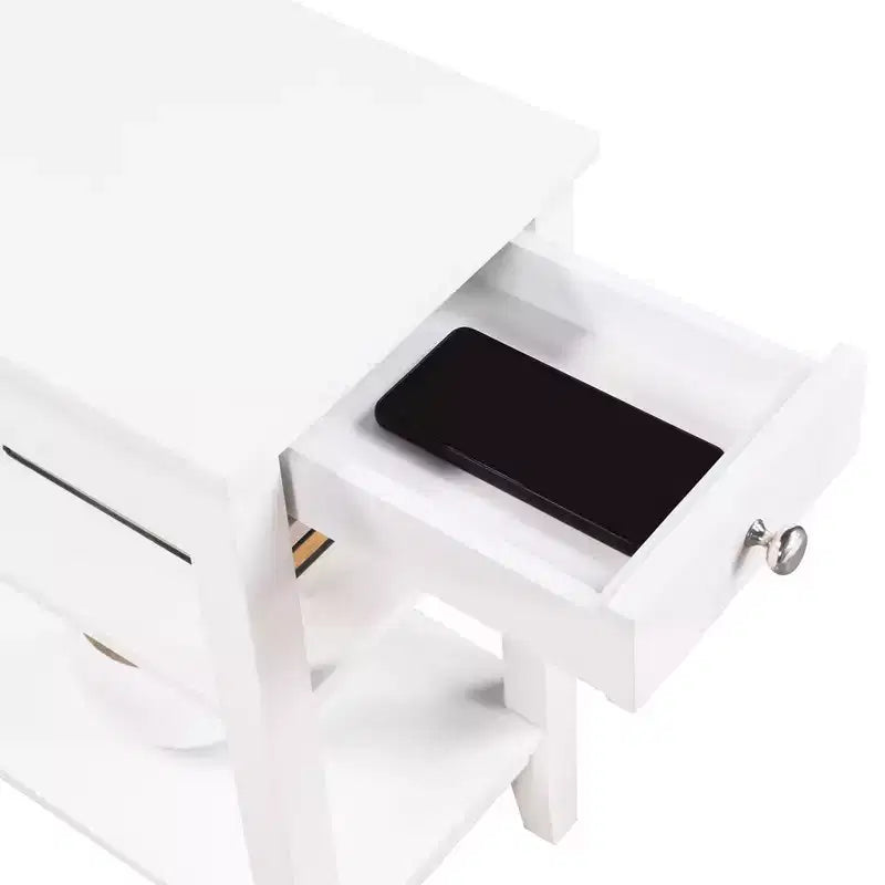 Table d'appoint rectangulaire en bois blanc de 24 po de hauteur