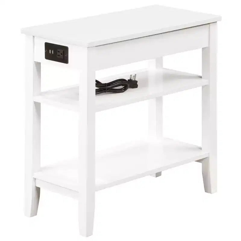Table d'appoint rectangulaire en bois blanc de 24 po de hauteur