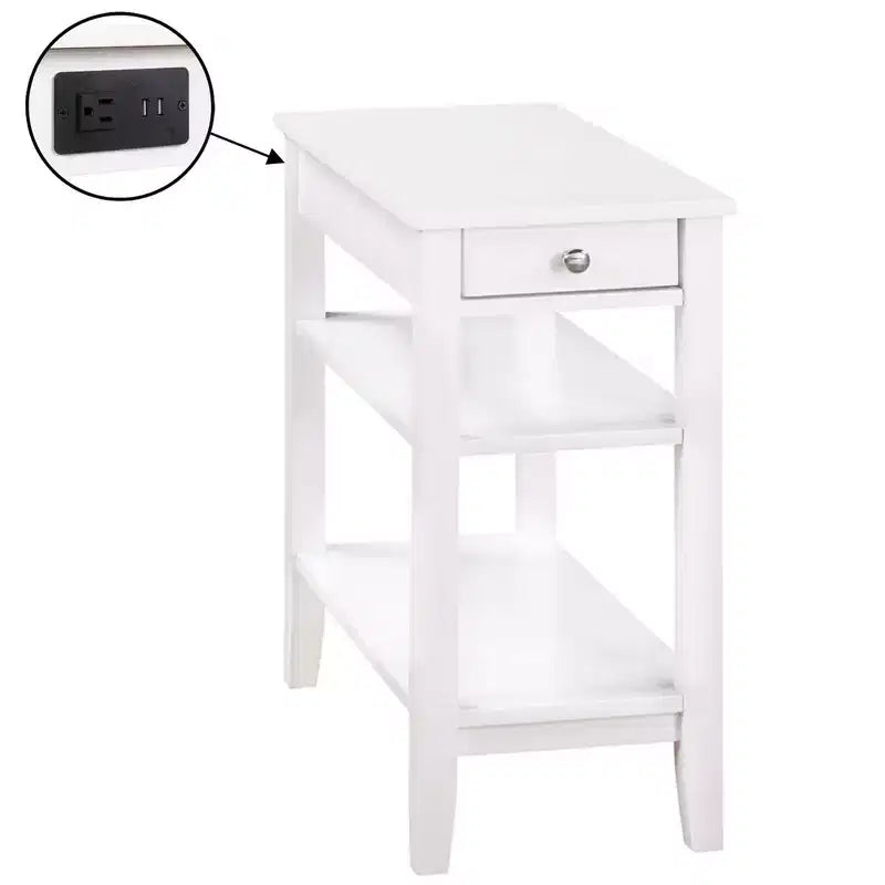 Table d'appoint rectangulaire en bois blanc de 24 po de hauteur