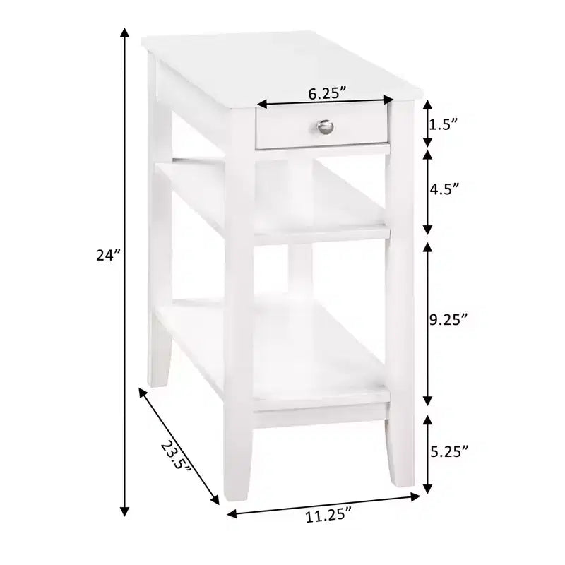 Table d'appoint rectangulaire en bois blanc de 24 po de hauteur