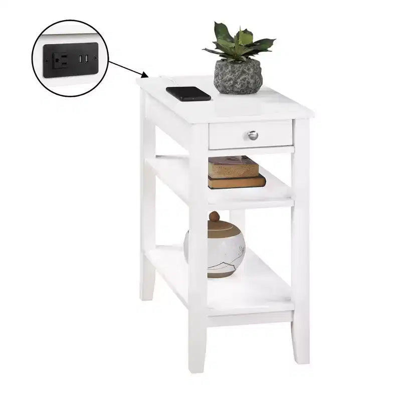 Table d'appoint rectangulaire en bois blanc de 24 po de hauteur
