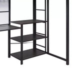 Lit mezzanine avec bureau et tableau blanc pour enfants garçons et filles, lit mezzanine en métal avec 3 étagères et échelle