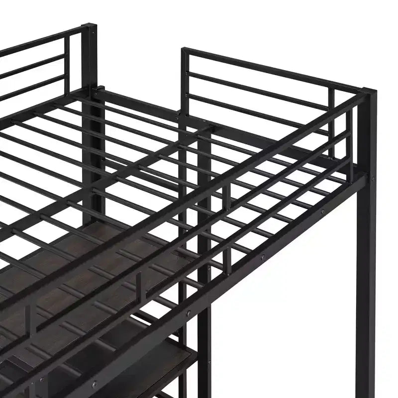 Lit mezzanine avec bureau et tableau blanc pour enfants garçons et filles, lit mezzanine en métal avec 3 étagères et échelle