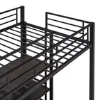Lit mezzanine avec bureau et tableau blanc pour enfants garçons et filles, lit mezzanine en métal avec 3 étagères et échelle
