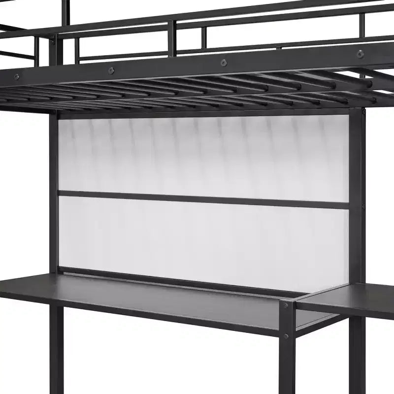 Lit mezzanine avec bureau et tableau blanc pour enfants garçons et filles, lit mezzanine en métal avec 3 étagères et échelle