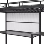 Lit mezzanine avec bureau et tableau blanc pour enfants garçons et filles, lit mezzanine en métal avec 3 étagères et échelle